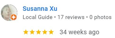 Google review from Susanna