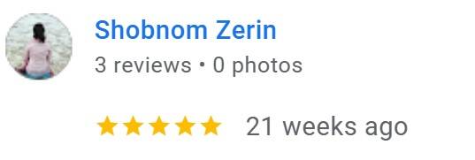 Google review from Shobnom