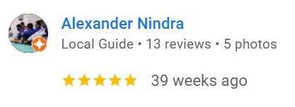 Google review from Alexander