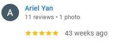 Google review from Ariel
