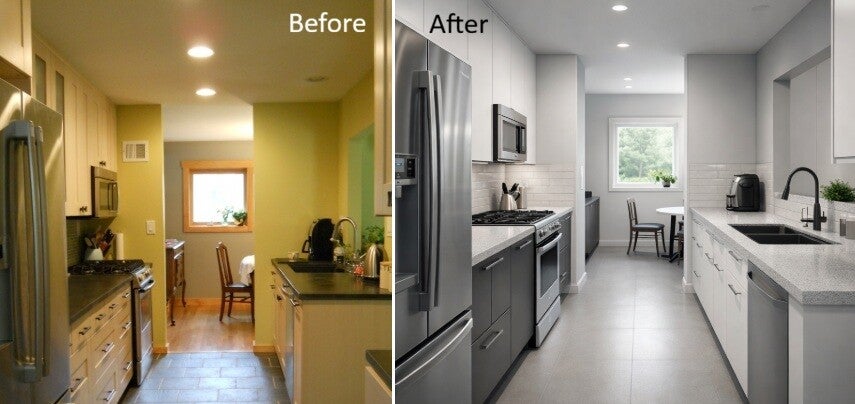 Kitchen renovation project management before and after