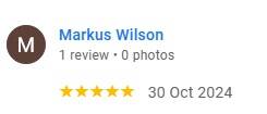 Google review from Markus Wilson