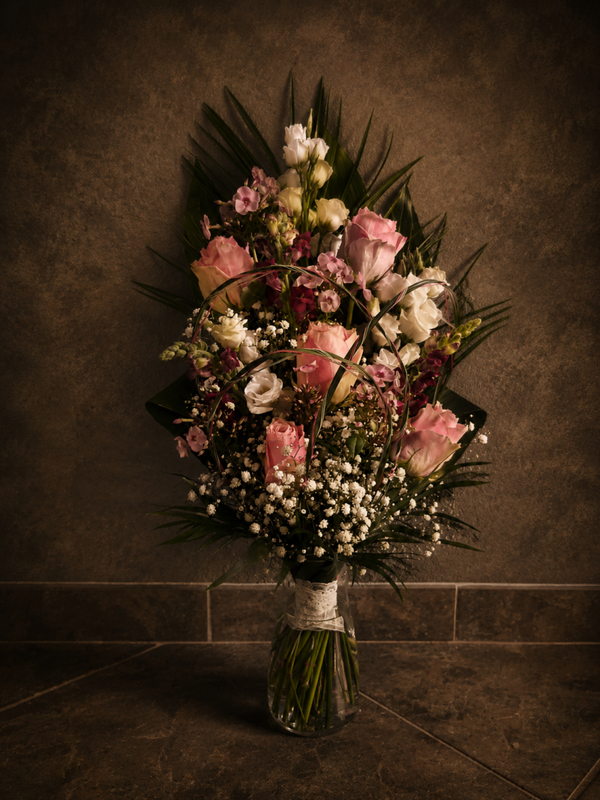 Rouwboeket Roze-Wit