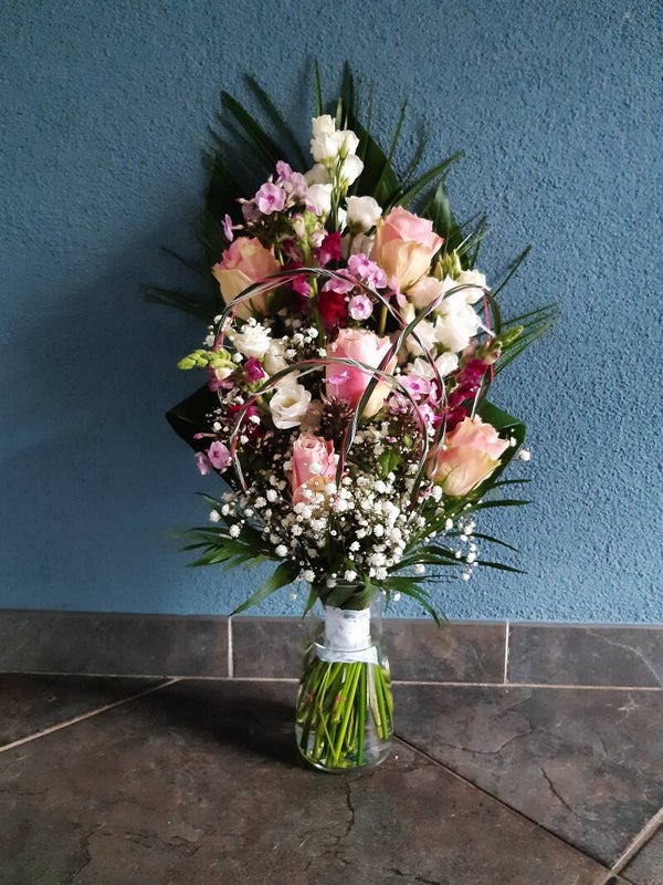 Rouwboeket Roze-Wit