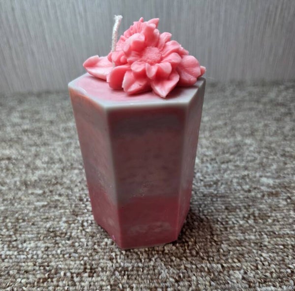 Decorative Floral Pillar Candle