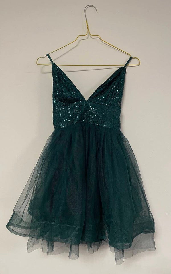 Grünes Pailetten Partykleid