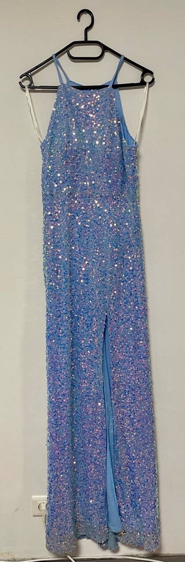 Blaues Pailletten Abendkleid