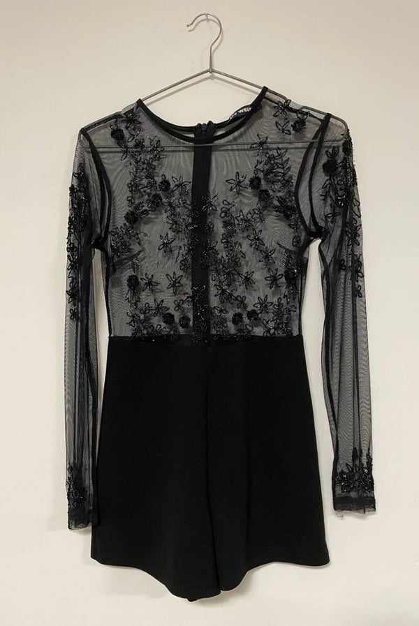 Jumpsuit mit Zierperlen