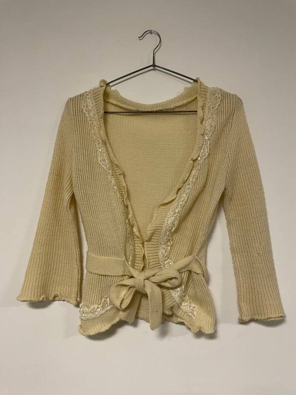 Besche Strickjacke mit Pailletenkragen