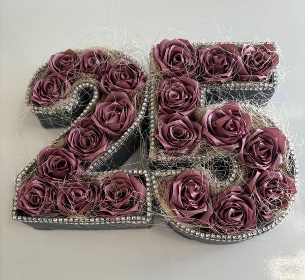 Geburtstagszahl aus Satin Rosenbänder