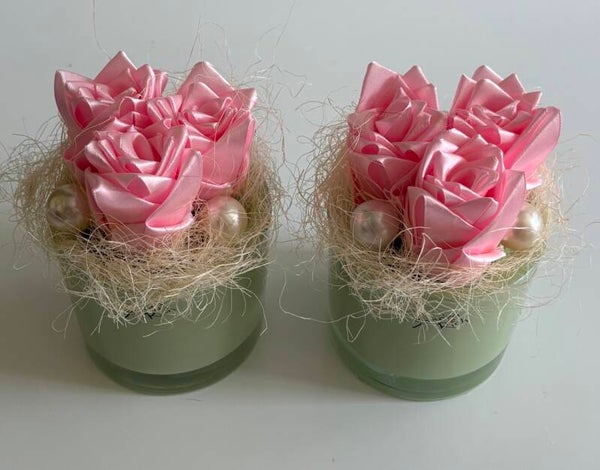 Satinrosen Deko 2er Set