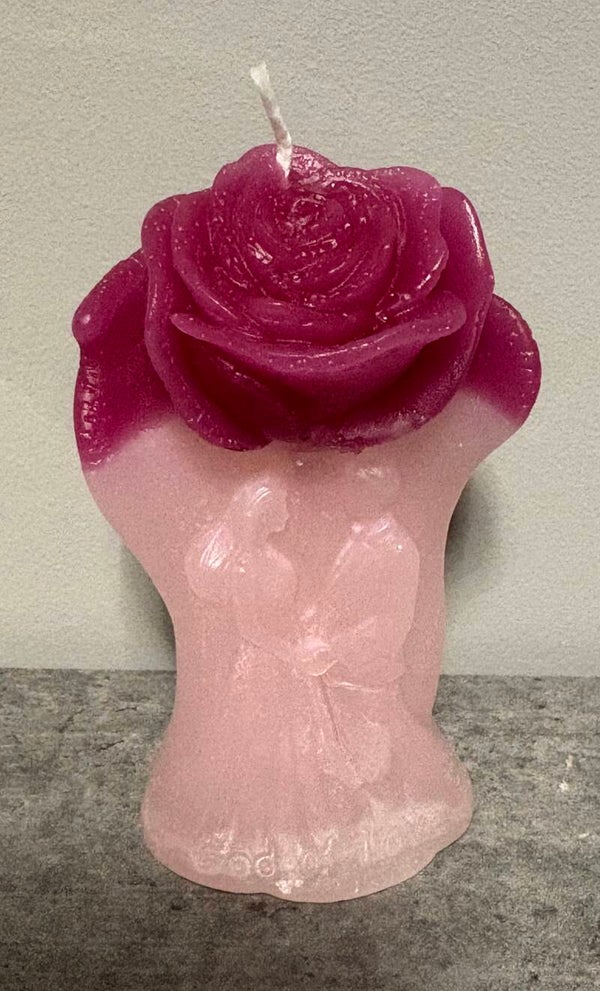 Kerze Brautpaar mit Rose