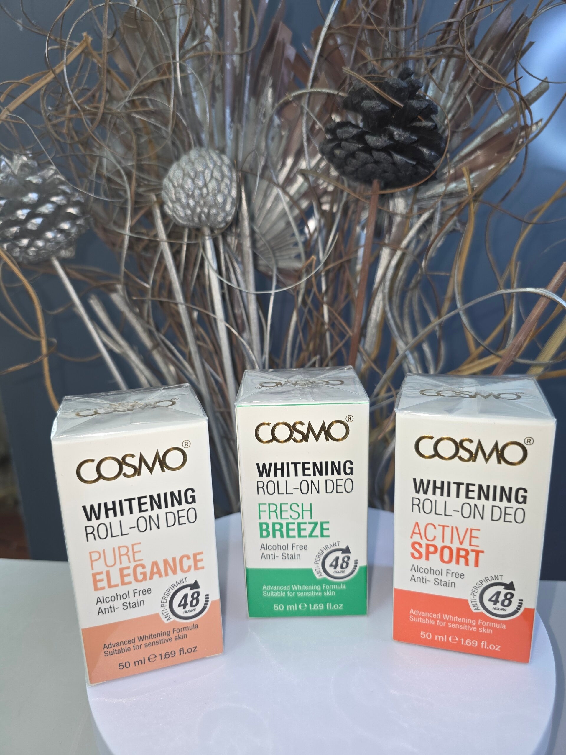 Cosmo Whitening Roll-On Deodorant Fresh Scent, Anti-Perspirant, Anti-Stain, 50ml