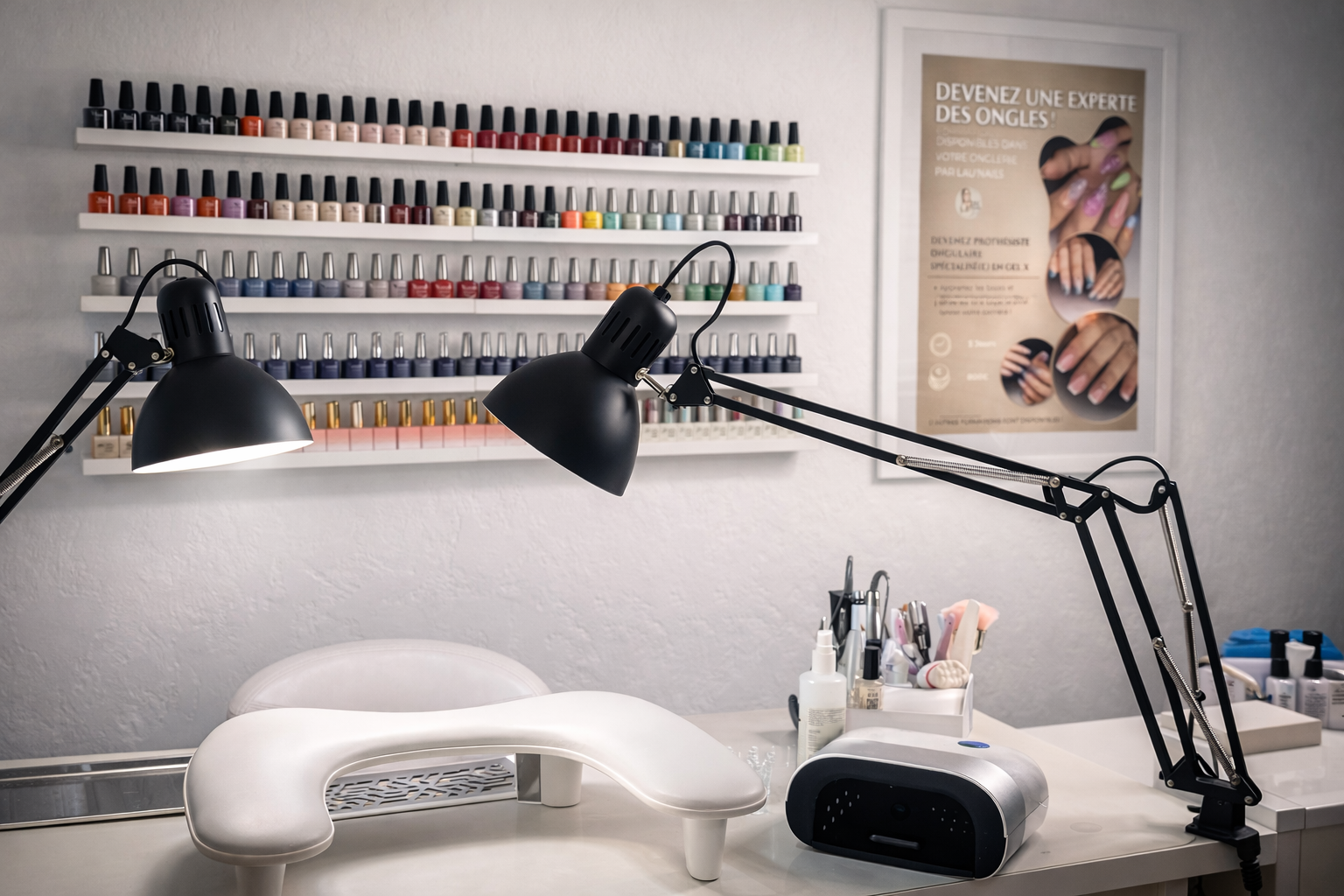 Designs colorés et créatifs sur ongles, formation en nail art et onglerie.