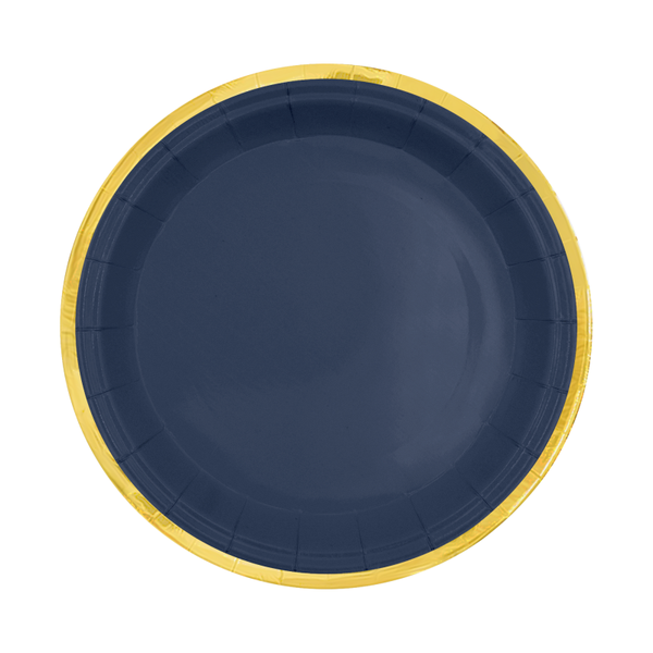 Navy paperilautanen, kultareuna 6 kpl 18cm