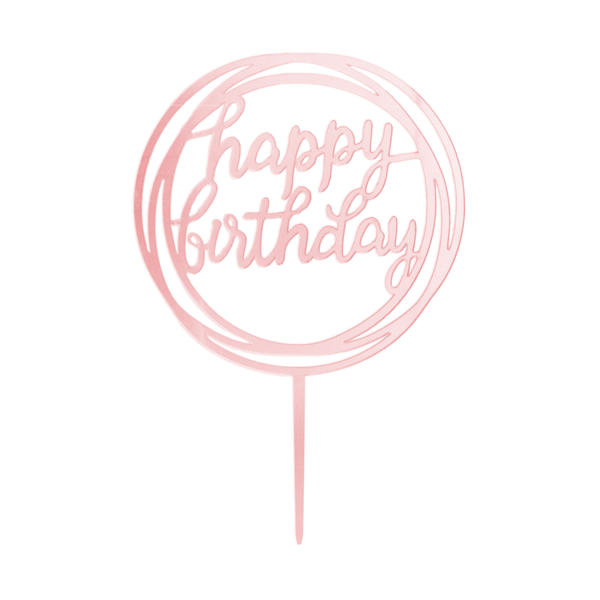 Happy Birthday -kakkukoriste, pyöreä peiliruusukulta, 1 kpl