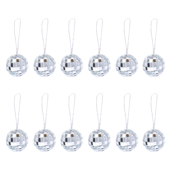 Hopeinen diskopallo 3 cm 12 kpl
