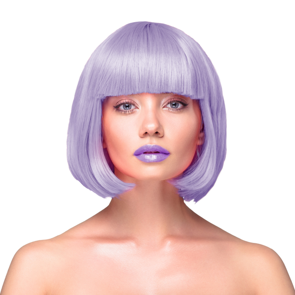Lyhyt suora peruukki, violetti