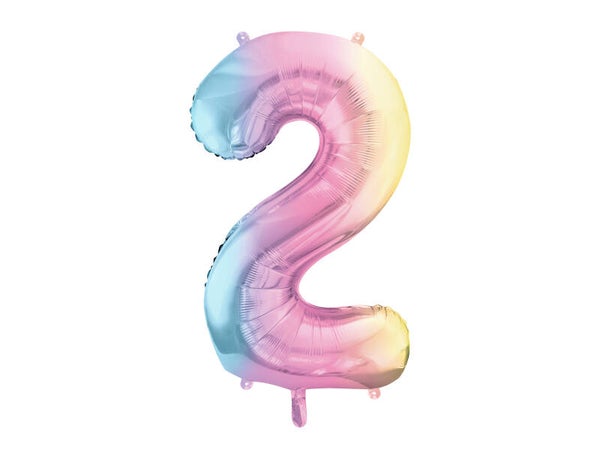 Numerofoliopallo ”2”, 86 cm, pastellisateenkaari