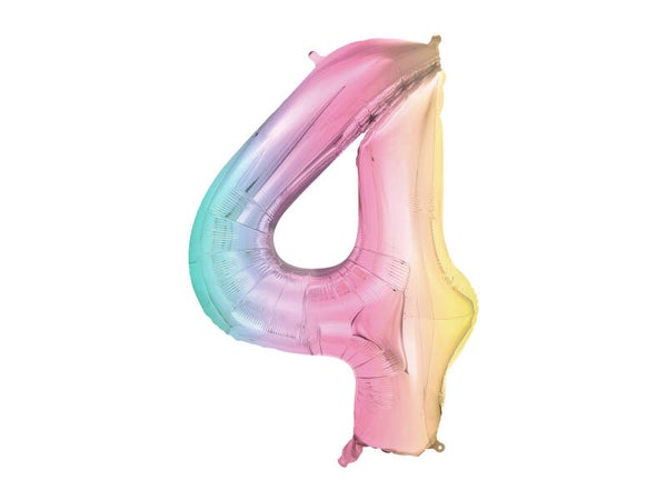Numerofoliopallo ”4”, 86 cm, pastellisateenkaari