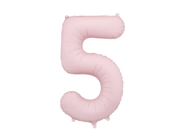 Numerofoliopallo ”5”, 86 cm, vaaleanpunainen