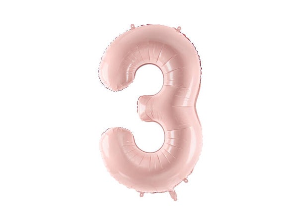 Numerofoliopallo ”3”, 72 cm, vaaleanpunainen