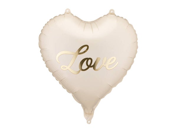 Foliopallo Sydän Love, 45 cm, beige/kulta