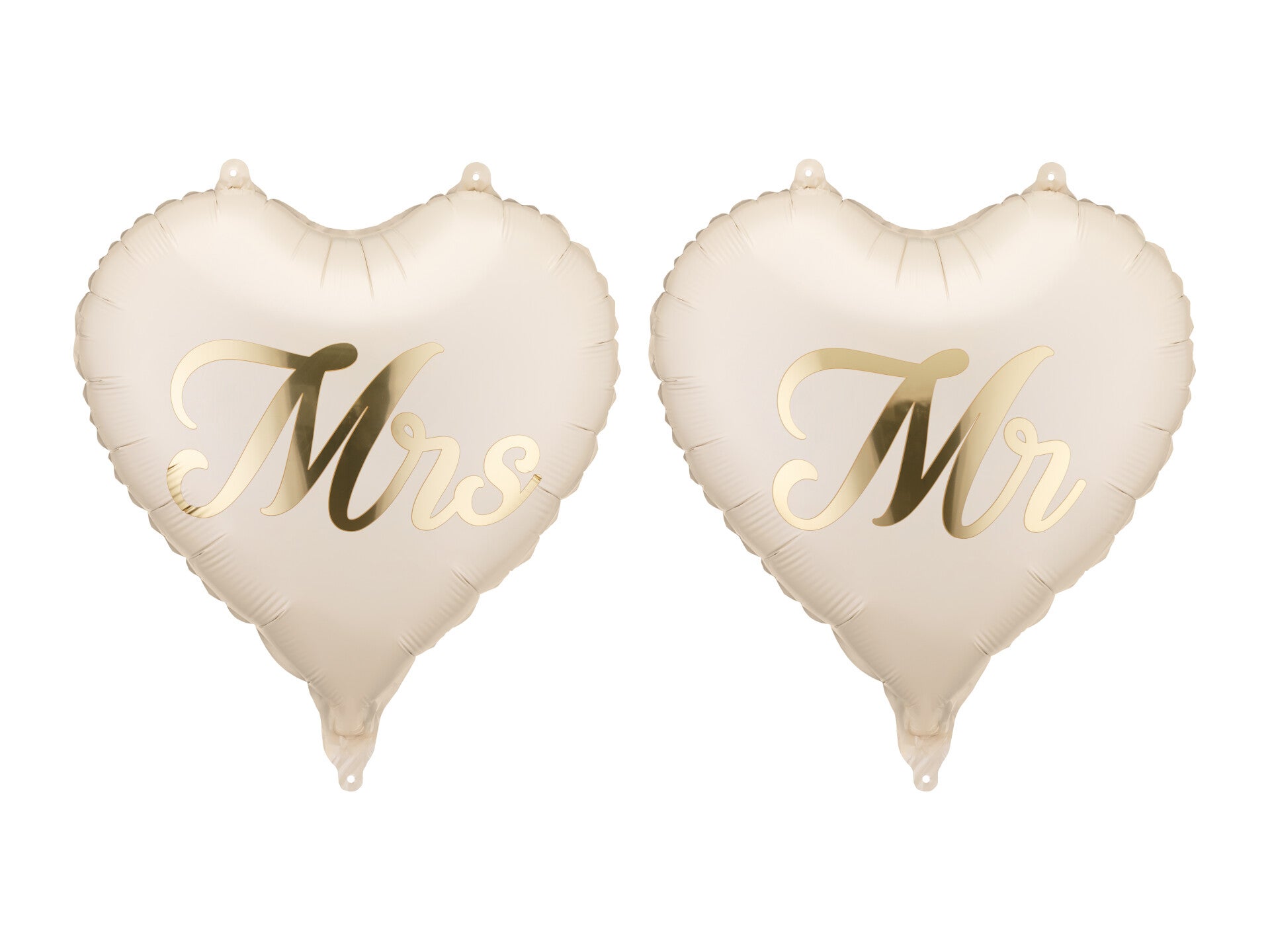 Foliopallot Sydämet MR & MRS, 45 cm, beige/kulta