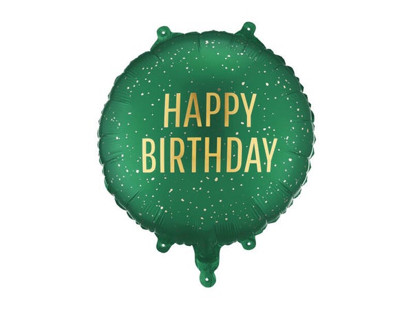 Pyöreä foliopallo Happy Birthday, tummanvihreä, 35 x 35 cm