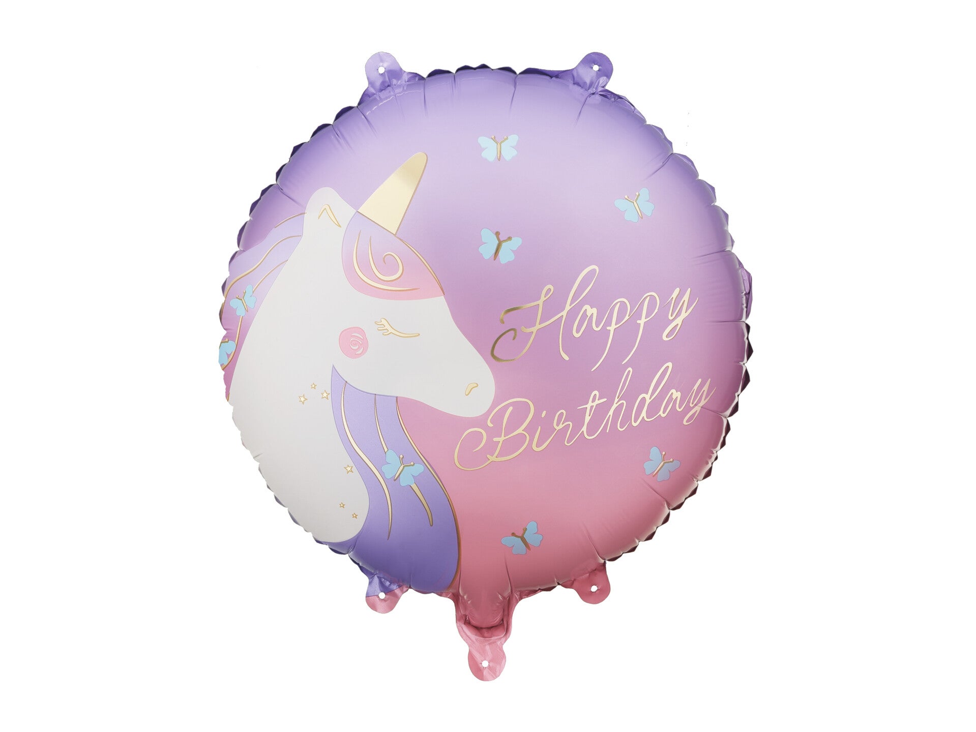 Pyöreä foliopallo Happy Birthday Yksisarvinen, 35 x 35 cm
