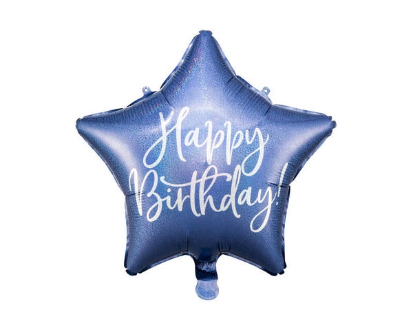Foliopallo Happy Birthday, tähti, tummansininen, 40 cm