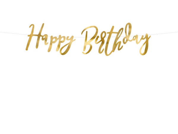 Happy Birthday -banneri kulta 16,5 x 62 cm