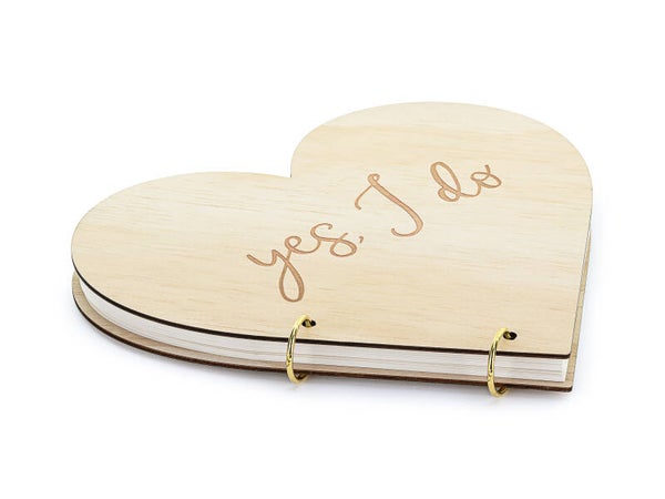 Puinen vieraskirja Sydän – Yes, I Do, 26,5 x 25 cm