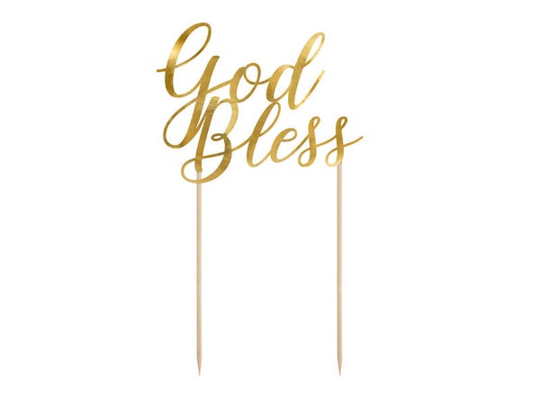 Kakkukoriste God Bless – Kulta, 27,5 cm
