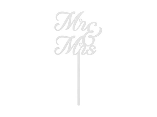 Kakkukoriste MR & MRS akryyli valkoinen 16,5 cm