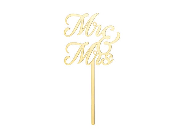 Kakkukoriste MR & MRS akryyli kulta 16,5 cm
