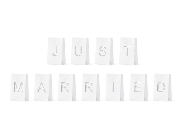 Lyhtypussit kynttilöille – Just Married, 11,5 x 19 x 7 cm