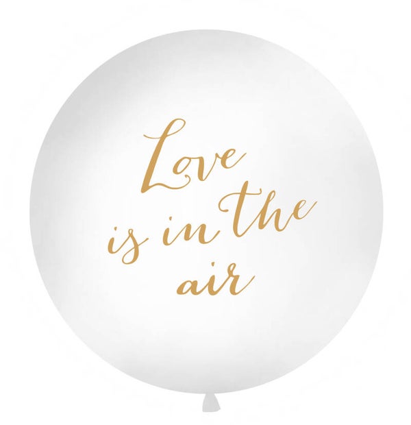 Jätti-ilmapallo Love is in the Air valkoinen-kulta 100 cm