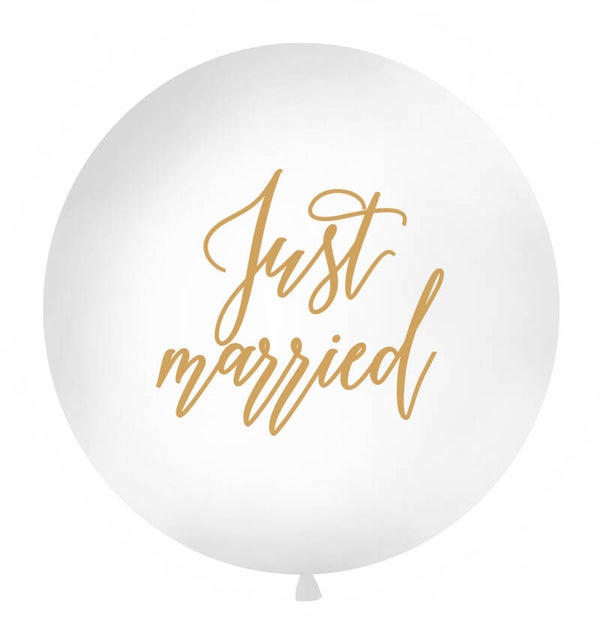 Jätti-ilmapallo Just Married valkoinen-kulta 100 cm