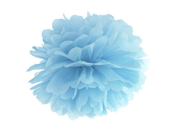 Silkkipaperipompom, vaalea sumunsininen, 35 cm