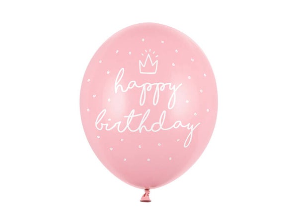 Ilmapallot Happy Birthday – Vaaleanpunainen, 30 cm, 6 kpl