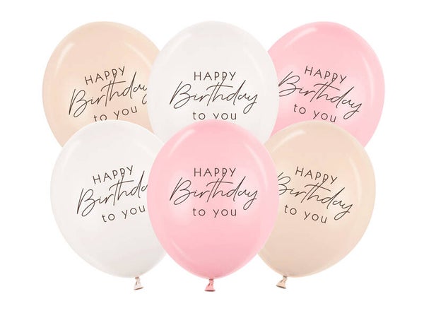 Ilmapallot Happy Birthday – Pinkki mix, 30 cm, 6 kpl