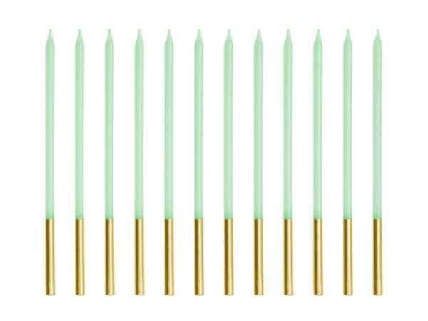 Syntymäpäiväkynttilät, vaaleanvihreä, 14 cm
