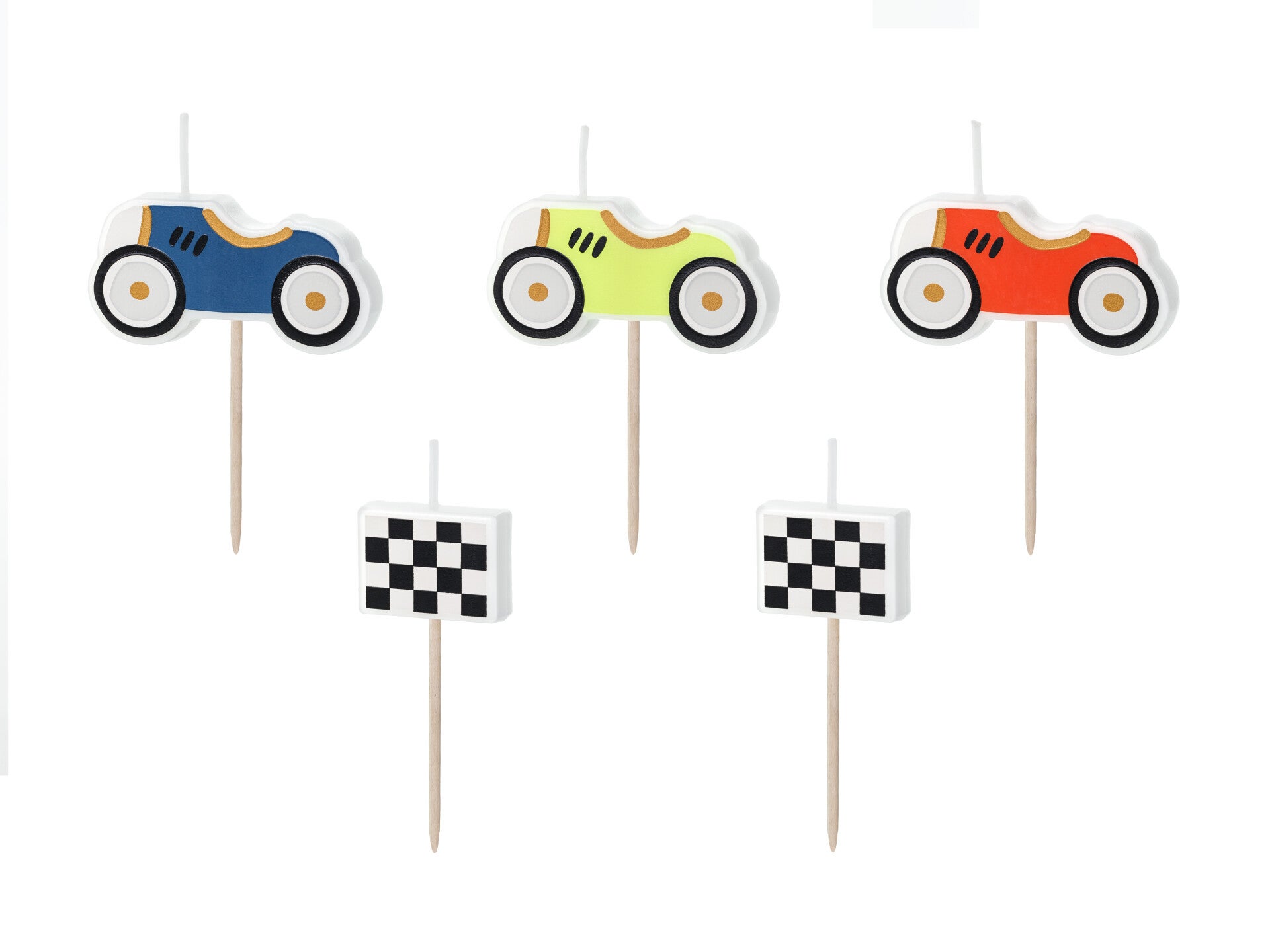 Syntymäpäiväkynttilät Racing Cars, 2–3 cm, värilajitelma