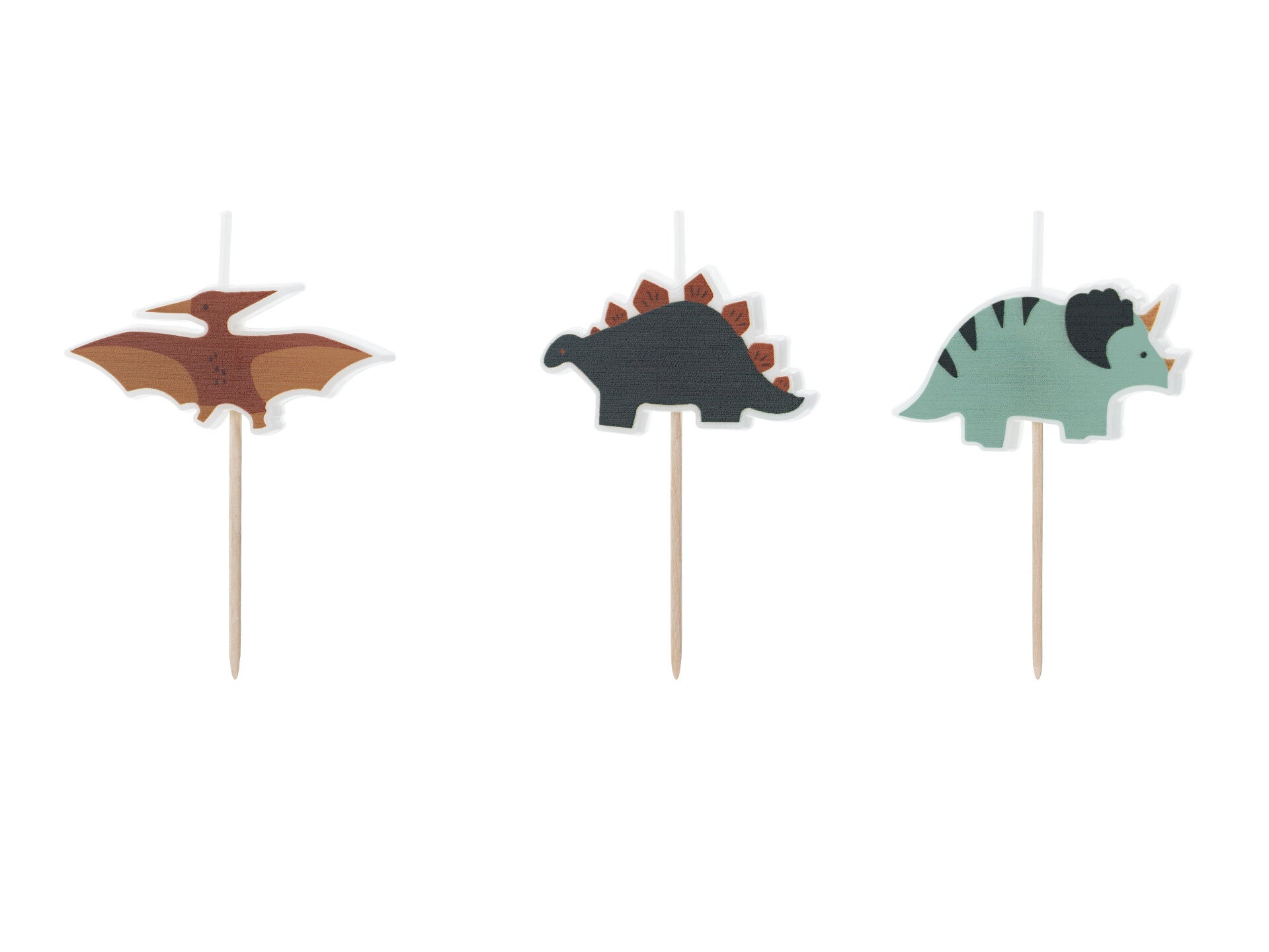 Syntymäpäiväkynttilät Dinosaurs, 3 cm, värilajitelma