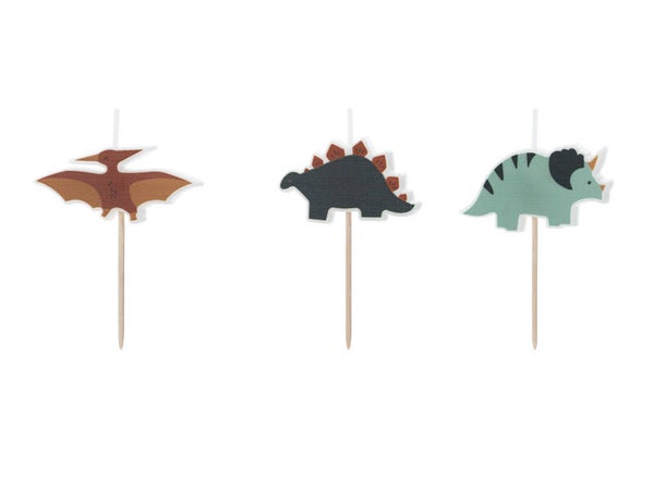 Syntymäpäiväkynttilät Dinosaurs, 3 cm, värilajitelma