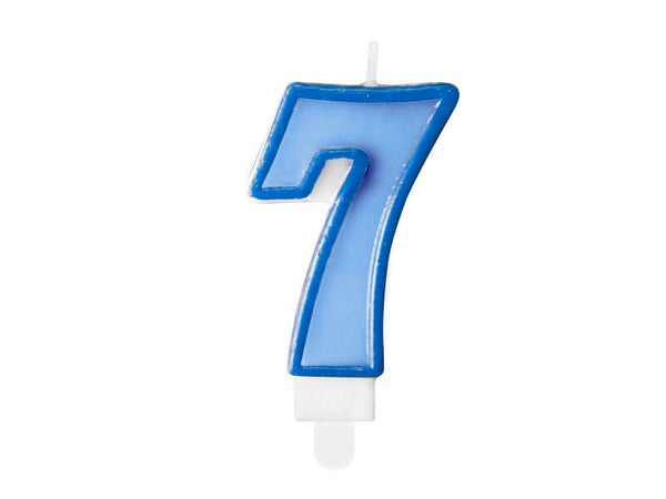 Syntymäpäiväkynttilä numero 7, sininen, 7 cm