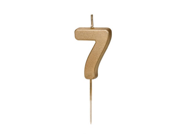 Syntymäpäiväkynttilä numero 7, kulta, 4,5 cm