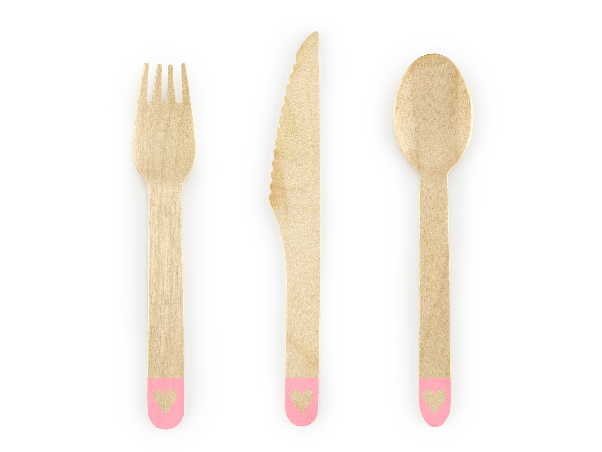 Puiset aterimet Sydämet, vaaleanpunainen, 16 cm