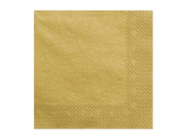 Paperiservetit – Metallinhohtoinen kulta, 33 × 33 cm, 20 kpl
